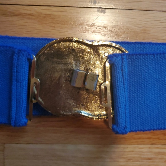 Vintage Bright Blue Wide Belt - Picture 2 of 4